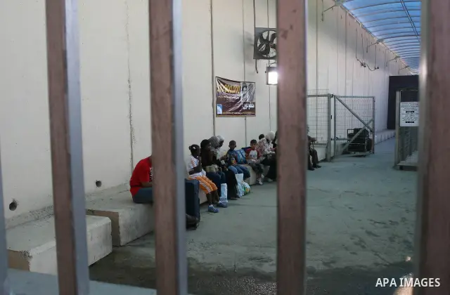 Palestinians leave Gaza through the Erez crossing in the northern Gaza strip. Hundreds of Palestinians left through the northern Erez crossing on their way to Egypt after Israeli authorities granted permission to those h...