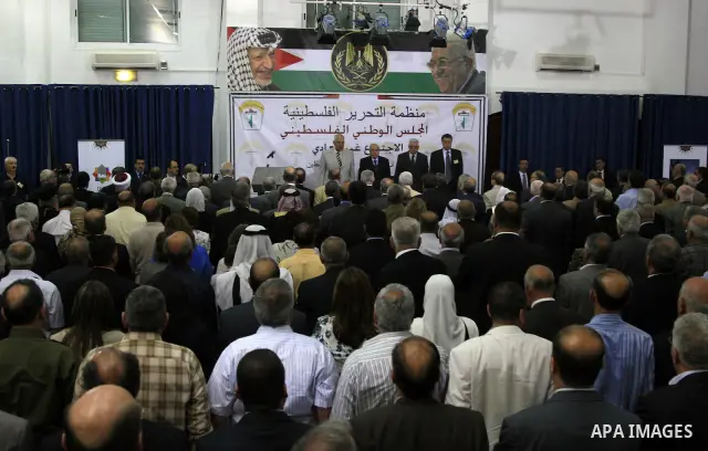 Palestinian President Mahmoud Abbas speaks during the meeting of Palestinian National council in the West Bank city of Ramallah August 26, 2009. Photo By Issam Rimawi