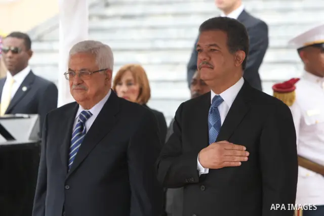 Palestinian President Mahmoud Abbas (Abu Mazen) during meeting with Dominican Republic President Leonel Fernandez in Santo Domingo, OCT,07,2011. Photo by Thaer Ganaim