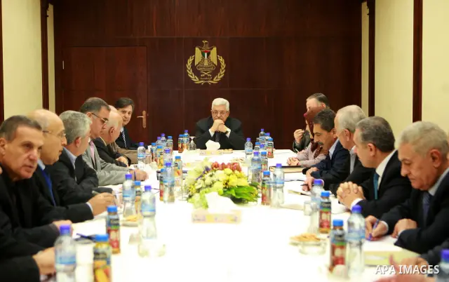 Palestinian President Mahmoud Abbas chairs a meeting of the central committee of Palestinian Liberation Organization (PLO) in the West Bank city of Ramallah, on March 08, 2012. Photo by Thaer Ganaim