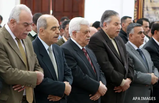 Palestinian President, Mahmoud Abbas (Abu Mazen), attends Friday prayers in the West Bank city of Ramallah, on March 09, 2012. Photo by Thaer Ganaim