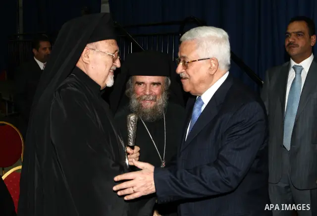 Palestinian President Mahmoud Abbas receives the religious leaders in Eid Al-Fitr in Ramallah.