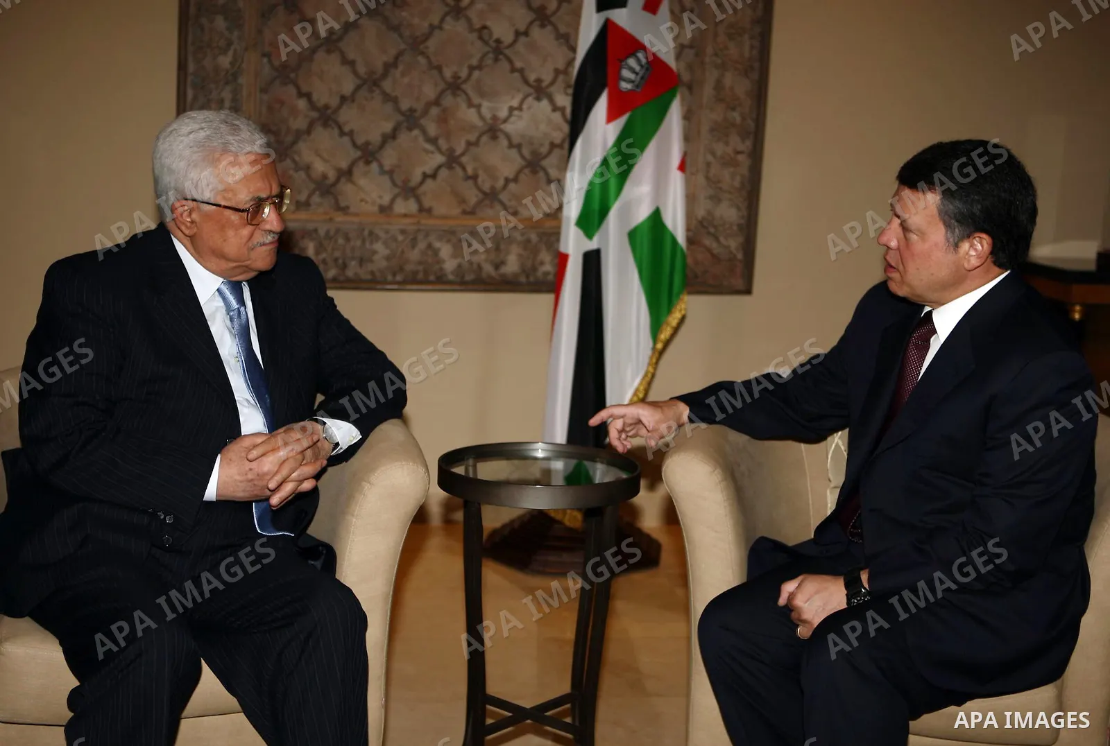 Palestinian President Mahmoud Abbas meets with the Jordanian King Abdullah in the Jordan's capital of Amman.