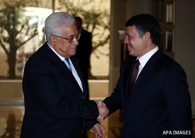 Palestinian President Mahmoud Abbas meets with the Jordanian King Abdullah in the Jordan's capital of Amman.