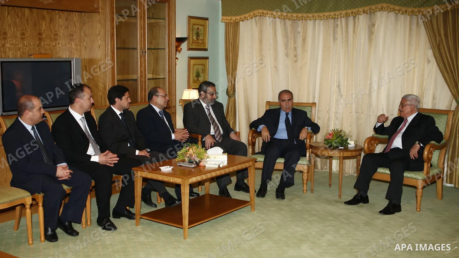 Palestinian President Mahmoud Abbas meets with a delegation of Lebanese Christian in the Lebanon's capital of Beirut.
