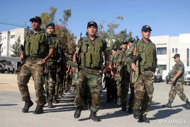 Members of the Palestinian Presidential Guard take part in a military training in the West Bank city of Ramallah.