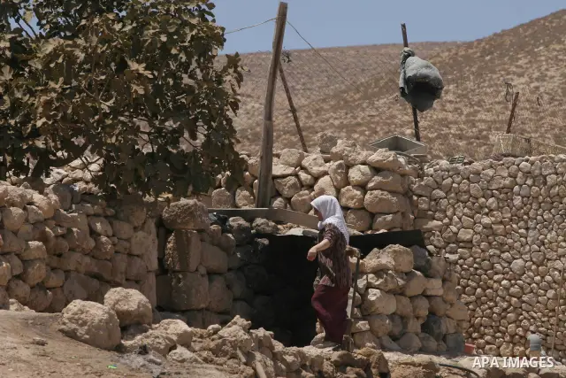 Palestinians live in caves depend on herding the sheep, in the West Bank Village of Ghenba, southern Hebron City.