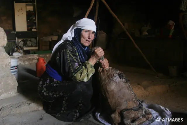 Palestinians live in caves depend on herding the sheep, in the West Bank Village of Ghenba, southern Hebron City.