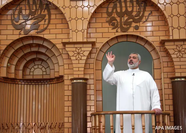 Palestinian prime minister of Hamas Ismail haniyeh speaks during Friday prayers at a mosque in Gaza City. Hamas implicitly admitted today that a massive house blast that killed seven of its fighters and a four-month-old...