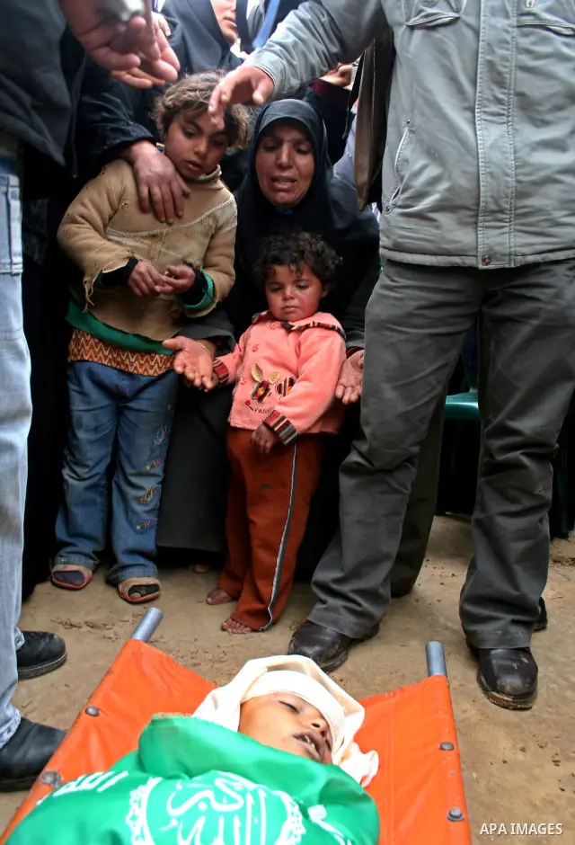Palestinian relatives of 10-year-old Tamir Abu Shair, who was killed by Israeli soldiers on Tuesday, mourns over his body during his funeral in Deer El-Balah city, central Gaza Strip. Israeli soldiers shot and killed a 1...
