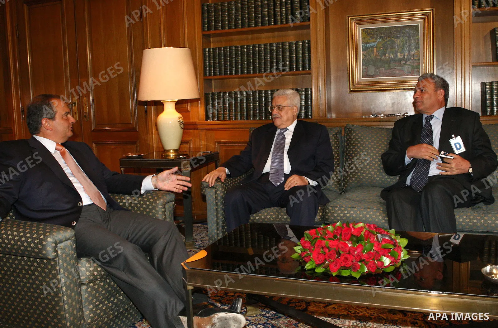 Palestinian President Mahmoud Abbas meets with Greek Prime Minister Carmles, in The Greece Capital of Athens.