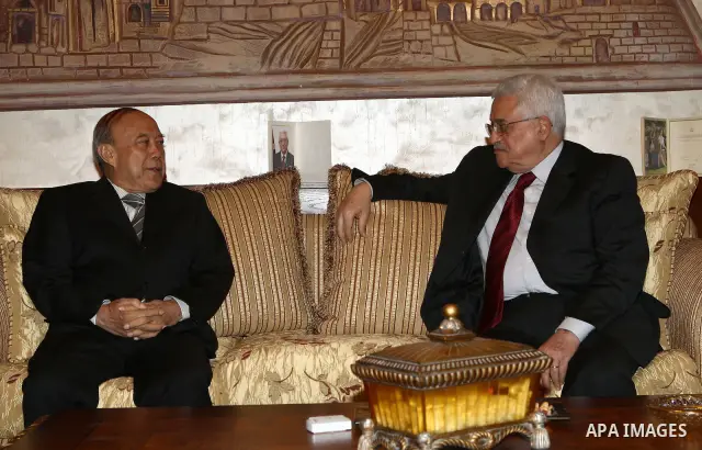 Palestinian President Mahmoud Abbas meets With Indonesian envoy for the peace process Nana Sutrnsa in the Jordanian capital of Amman.