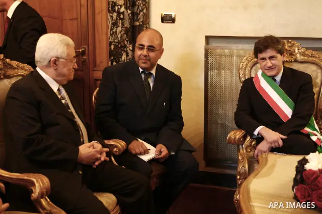 Palestinian President Mahmoud Abbas meets with the Mayor of Rome, in the Italian Capital of Rome.