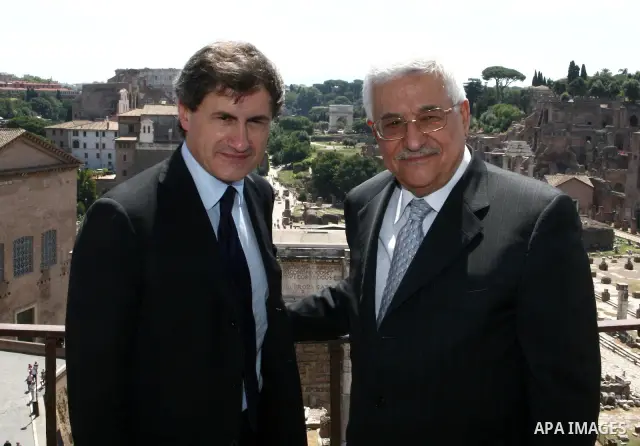 Palestinian President Mahmoud Abbas meets with the Mayor of Rome, in the Italian Capital of Rome.
