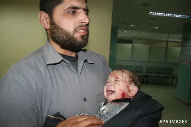 Wounded Palestinians are seen in hospital following an explosion at the home of senior Islamic Jihad leader Ayman Atallah Fayed in the Al-Burij refugee camp in Al-Burij, central Gaza Strip. At least nine people were kill...