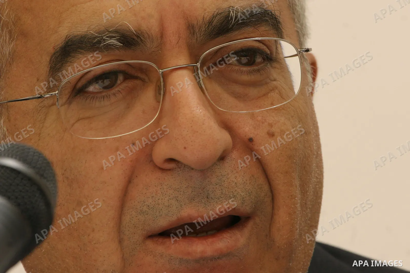 Palestine Prime Minister Salam Fayyad speaks to the media during the signing of an agreement between Sinokrot and APIC at the Convention Palace, during the second day of Palestine Investment Conference in Al-Khader villa...