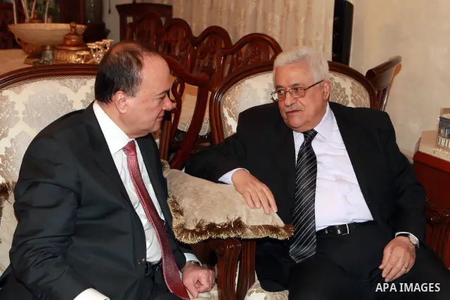 Palestinian President, Mahmoud Abbas (Abu Mazen) meets with Nasser Al Qudwa, in Jordan, on May 18, 2012. Photo by Thaer Ganaim