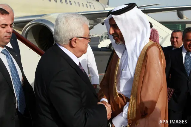 Palestinian President, Mahmoud Abbas (Abu Mazen) access to Qatar, on May 19, 2012. Photo by Thaer Ganaim