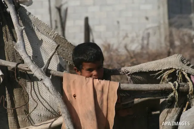 Palestinian refugees from bedouin clan live in a tents central Gaza Strip. As Israel celebrates its 60th anniversary, Palestinians commemorate the Nakba, the expulsion of some 700,000 people during the 1948 war, an event...
