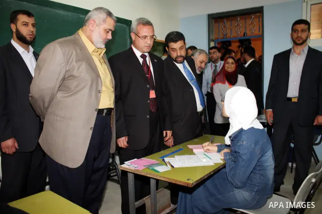 Palestinian Prime Minister Ismail Haniyeh, inspecting the general secondary school examinations in Gaza City. PHOTO/Muhammad Alostaz