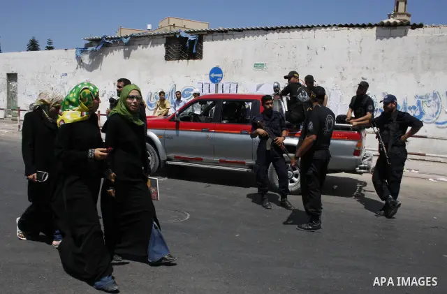 A Hamas Policemen Patrol during the visiting of Former US President Jimmy Carter, in Gaza City on June 16, 2009. Carter was visiting the Hamas-run Gaza Strip, after urging Israel to lift a blockade on the Palestinian enc...