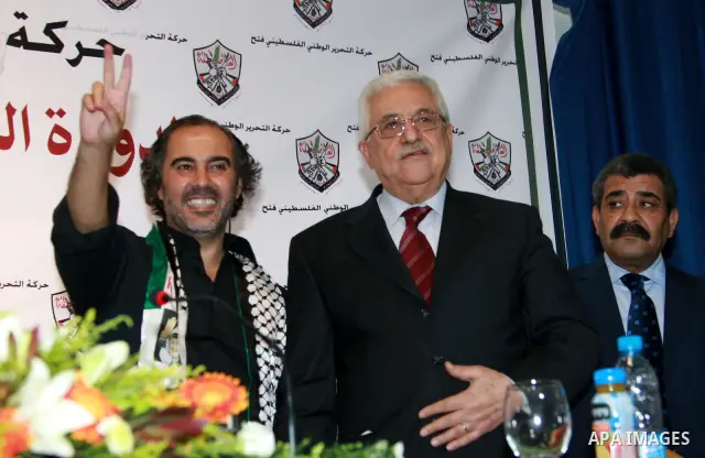 Palestinian President Mahmoud Abbas attends the reception ceremony of the freed prisoner Gamal Huwail in the West Bank City of Ramallah on June 23, 2009. Photo by Thaer Ganaim