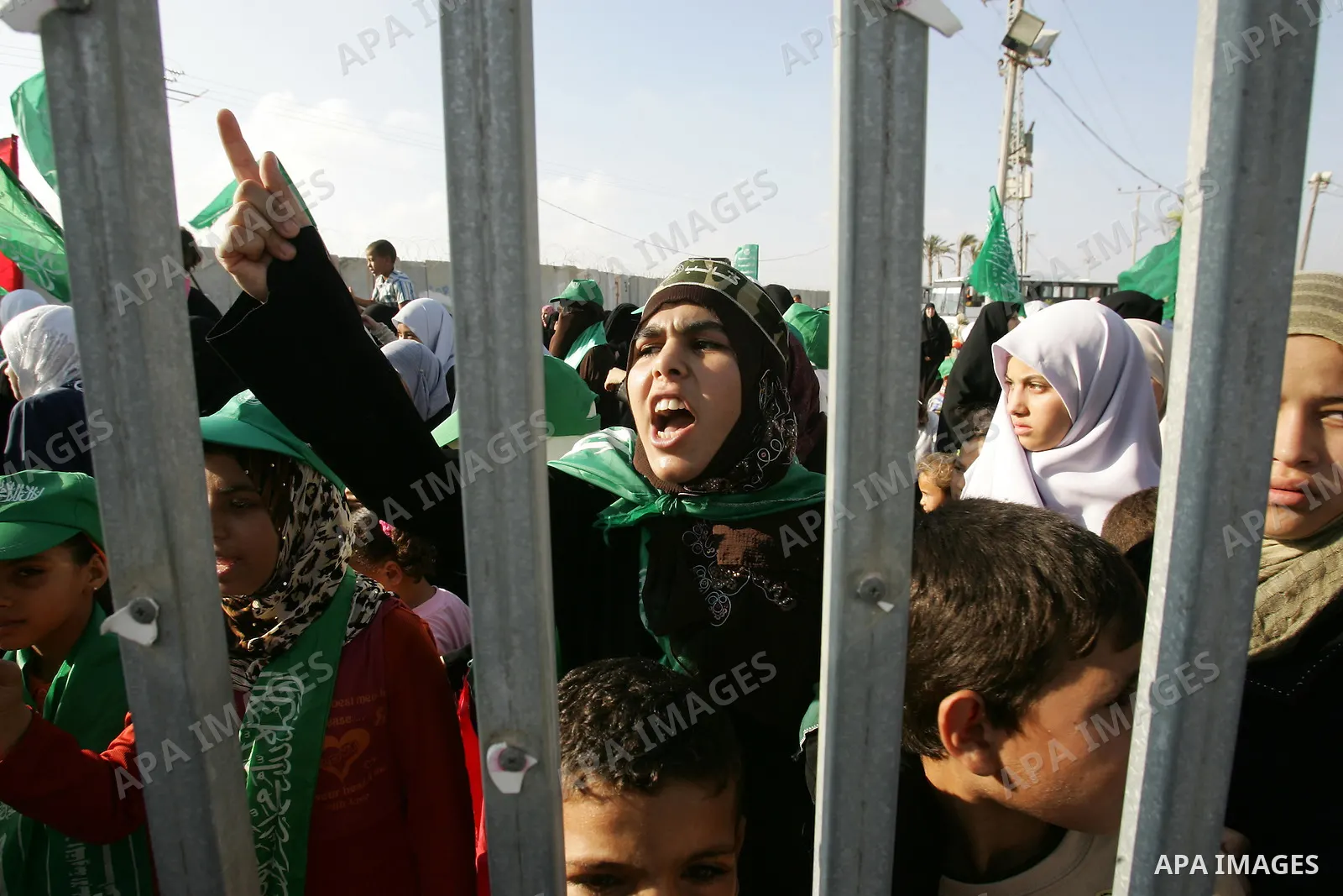 A Palestinian women supporters of Hamas attend a protest against siege and the closure of the Rafah border crossing in Rafah town southern Gaza Strip on July 5, 2009. Photo Abed Rahim Khatib