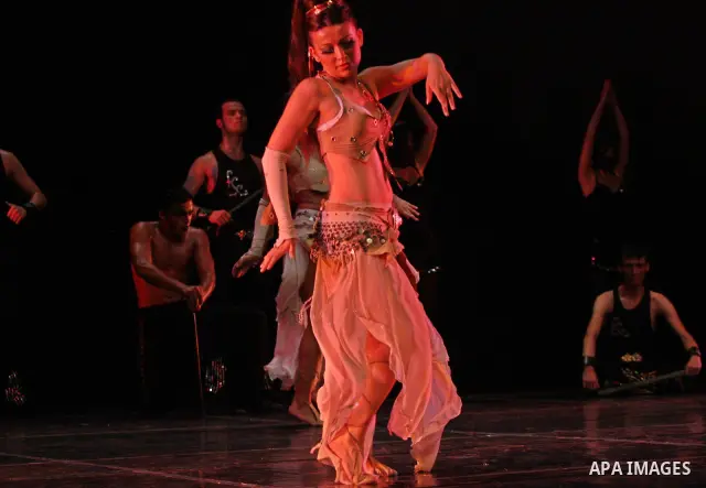A Dancers from the Turkish company "Fire of Anatolia" perform during the Palestine International Festival in the West Bank city of Ramallah July 7, 2009. Photo by Issam Rimawi