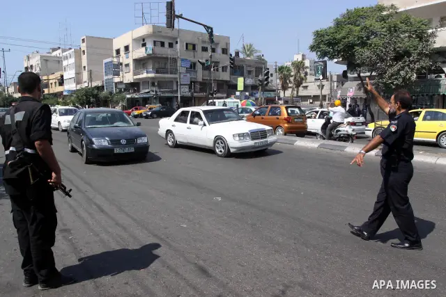 Hamas policemen patrol a street in Gaza City on September 3, 2009. A tiny Islamist group called Jund Ansar Al-Jihad wal Sunna -- The Soldiers of the Partisans of Jihad and the Tradition of the Prophet -- claimed responsi...