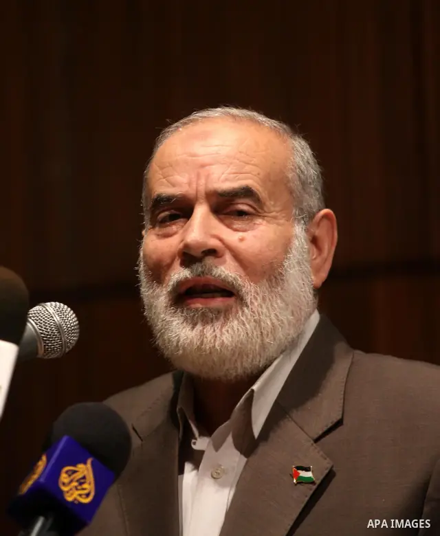 A Palestinian Parliament spokesman of Hamas, Ahmed Bahr during a celebration to honor the winners of the contest for memorizing the Quran in Gaza city on Sep 14, 2009. Photo By Mohammed Asad