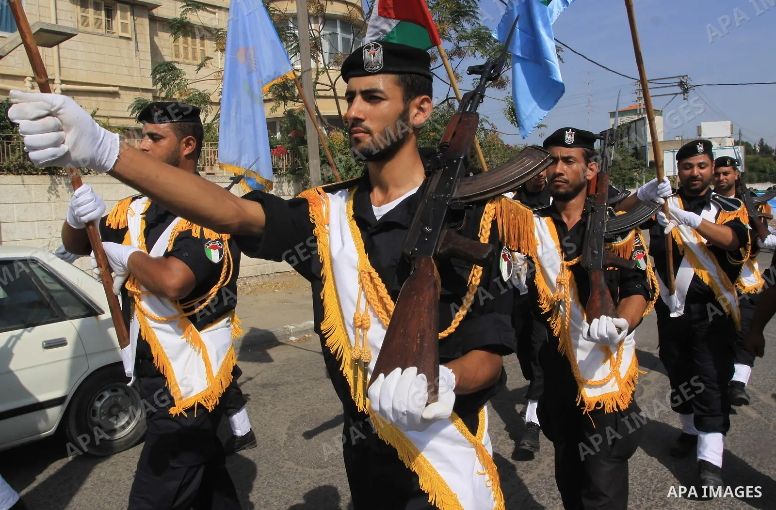 A members of Hamas police march during their graduation ceremony in Gaza city on Oct 25, 2009. Photo By Mohammed Asad