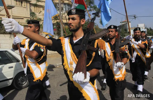 A members of Hamas police march during their graduation ceremony in Gaza city on Oct 25, 2009. Photo By Mohammed Asad