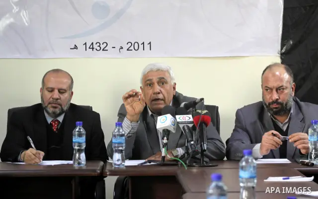 Palestinians attend a meeting to discuss the Palestinian division between the two rival factions of Hamas and Fatah, in Gaza City on Feb. 24, 2011. Photo by Mohammed Asad