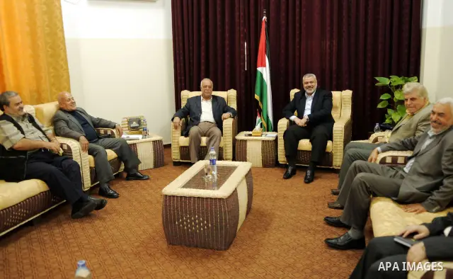 Palestinian prime minister in Gaza, Ismail haniya during his meeting with veterans in Gaza city on April 21, 2010. Photo by Mohammed Ostaz