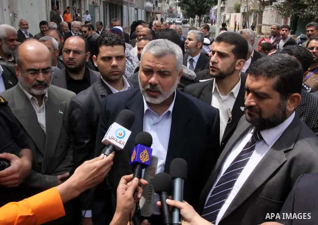 Palestinian Prime Minister in the Gaza Strip, Ismail Haniya attends the opening of Al-Nasser (the victory) street in Gaza City on April 22,2010. Photo by Mohammed Asad