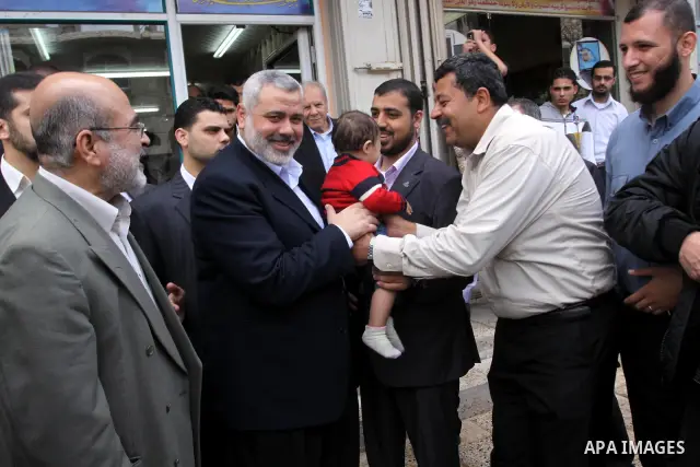 Palestinian Prime Minister in the Gaza Strip, Ismail Haniya attends the opening of Al-Nasser (the victory) street in Gaza City on April 22,2010. Photo by Mohammed Asad
