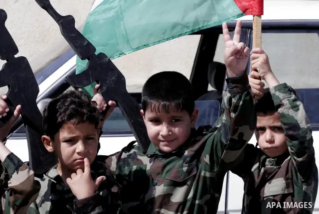 Palestinian children participate in a celebration marking the 62nd anniversary of 'Nakba,' Arabic for catastrophe in Gaza City on May 12,2010 Photo by Yousef Deeb