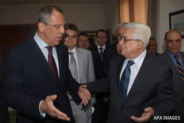 Palestinian President Mahmoud Abbas during his meeting with the Russian Foreign Minister, Sergei Lavrov in the West Bank city of Ramallah on June 29, 2010. Photo by Thaer Ganaim
