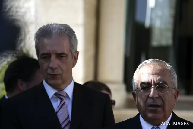 Palestinian Prime Minister Salam Fayyad meets with the Prime Minister of the state of Saxony-Germany, Stanislaw Tillich on July 5,2010. Prime Minister Salam Fayyad's earlier meeting with Israeli Defence Minister Ehud Bar...