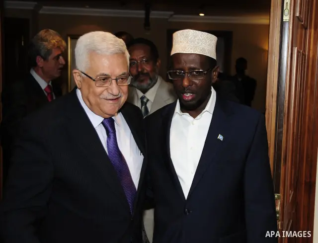 Palestinian President Mahmoud Abbas (Abu Mazen) during a meeting with the Somali President in the Ethiopian capital Addis Ababa on July 7,2010. Photo by Omar Rashidi