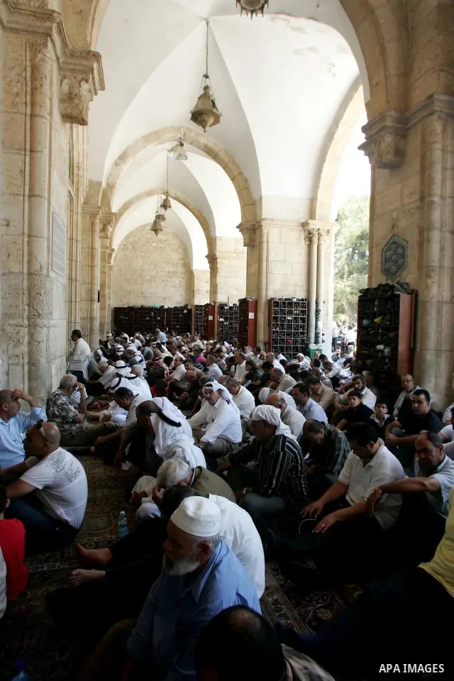Palestinian Muslims attend Friday prayers in the Al Aqsa Mosque compound, also known to Jews as the Temple Mount, in Jerusalem's old city on July 9, 2010. Israel's recent announcement of the four Hamas members of the Pal...