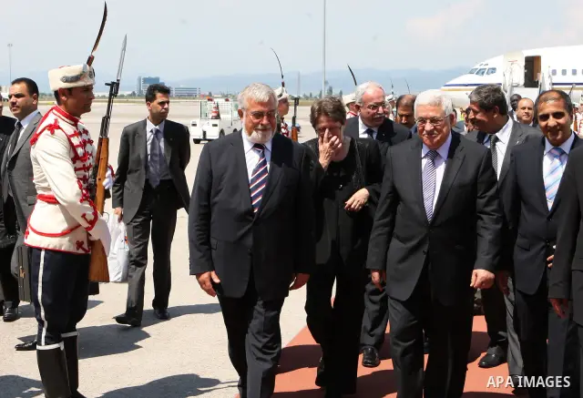 Palestinian President Mahmoud Abbas (Abu Mazen) during his arriving to Bulgaria on July 13,2010. Photo by Thaer Ganaim