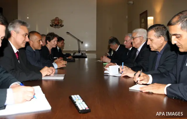 Palestinian President Mahmoud Abbas (Abu Mazen) during a meeting with the Bulgarian Prime Minister in Sofia on July 13,2010. Photo by Thaer Ganaim