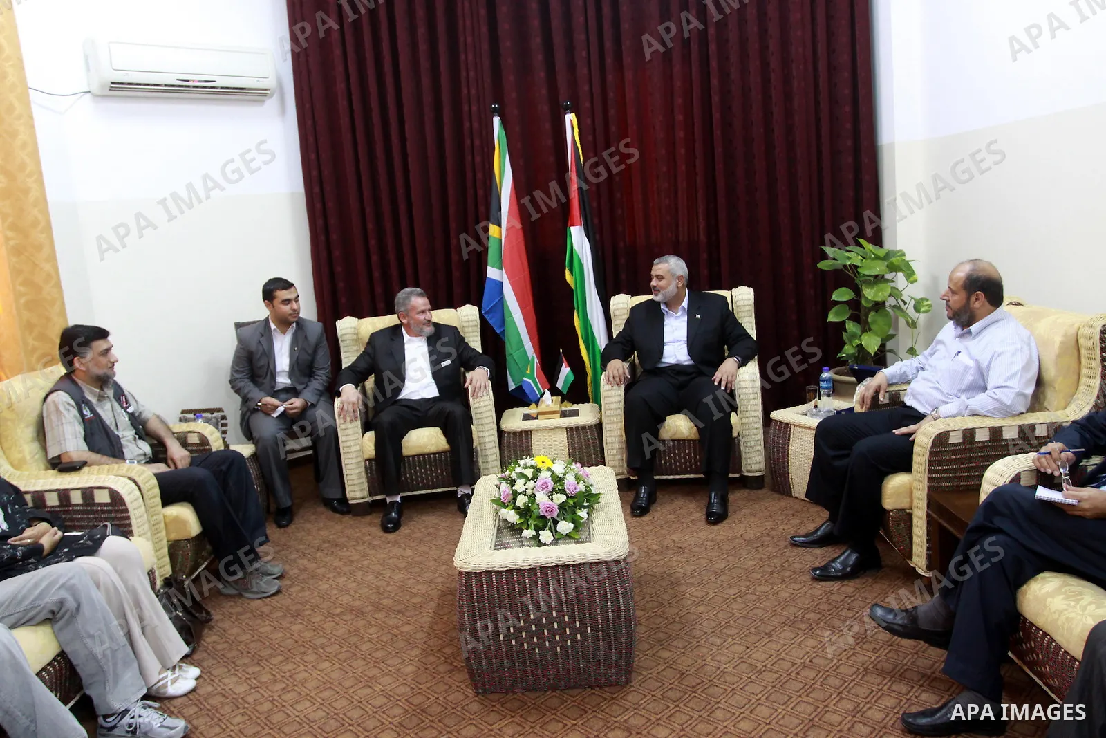Palestinian Prime Minister in Gaza Strip, Ismail Haneya meets with the South African delegation in Gaza city on July 18,2010. Photo by Mohammed Asad