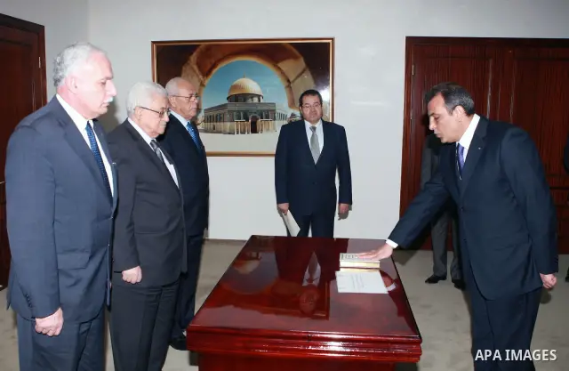 Palestinian President Mahmoud Abbas (Abu Mazen) assigns Esam masalha as ambassador to Albania in the West Bank city of Ramallah on August 21,2010. Photo by Thaer Ganaim