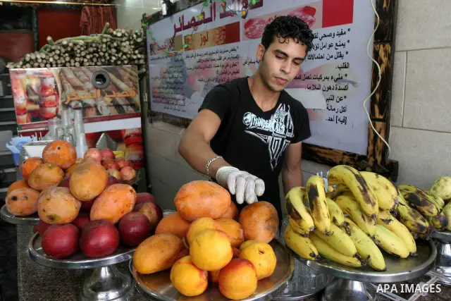 Palestinian vendor prepares different types of juice at his shop on the nineteenth day of the holy month of Ramadan in Gaza City on August 29,2010 . Muslims all over the world fast from dawn to dusk during the holy month...