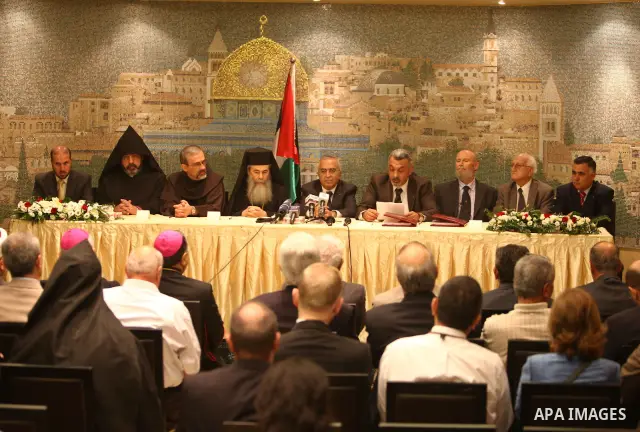 Palestinian Prime Minister Salam Fayyad during the signing ceremony of the Nativity Church renovation in the West Bank city of Bethlehem on Sept. 2, 2010. Photo by Mustafa Abu Dayeh / Pool