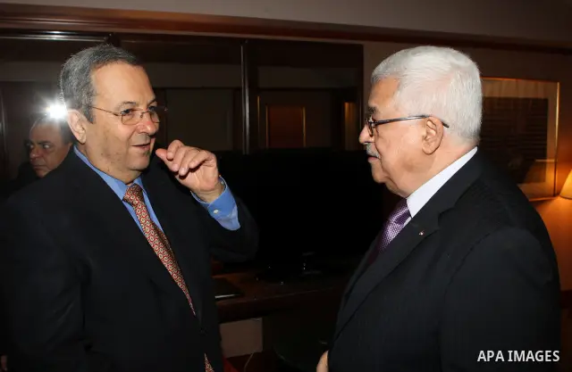 Palestinian President Mahmoud Abbas (Abu Mazen) during a meeting with Israeli Defense Minister, Ehud Barak in New York on Sept 22,2010. Photo by Thaer Ganaim