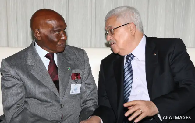 Palestinian President Mahmoud Abbas (Abu Mazen) during a meeting with Senegalese President , in New York on Sept. 23,2010 . Photo by Thaer Ganaim
