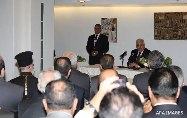 Palestinian President Mahmoud Abbas (Abu Mazen) during a meeting with the Palestinian community , in New York on Sept. 23,2010 . Photo by Thaer Ganaim